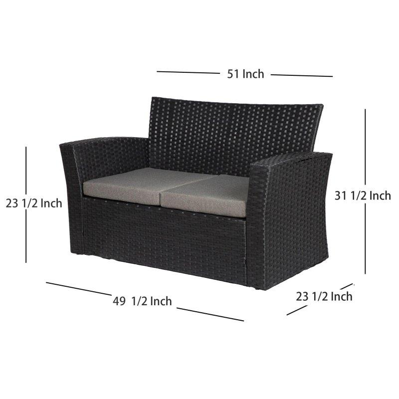 Siyah Rattan ve Çelik 4 Parça Minderli Bahçe Takımı - 272138