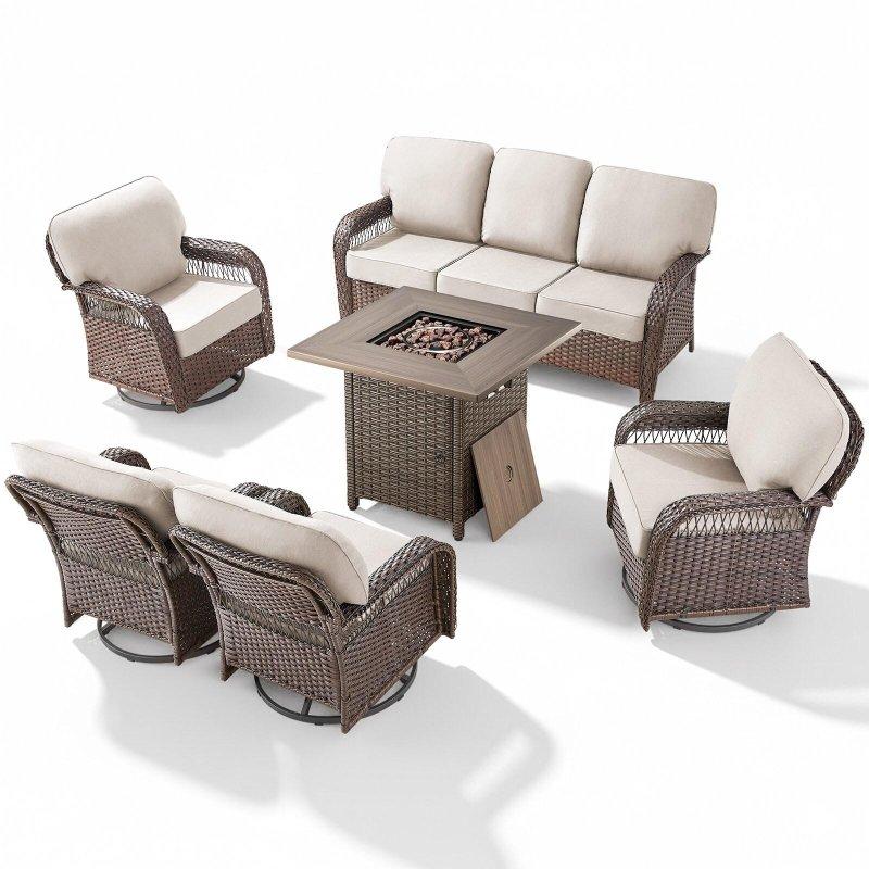Siyah Rattan ve Metal Ateş Çukurlu Bahçe Takımı - 273248