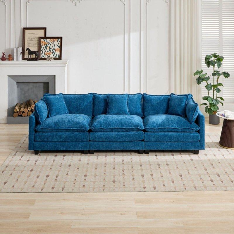 Siyah Şönil Kumaş Modüler 3 Kişilik Bohem Koltuk - 286101