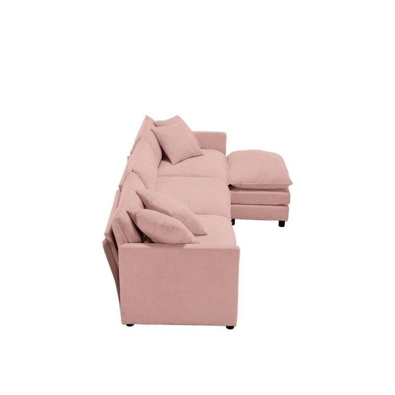 Siyah Şönil Kumaş Modüler Hareketli Puflu Köşe Koltuk - 275x161 cm - 257599
