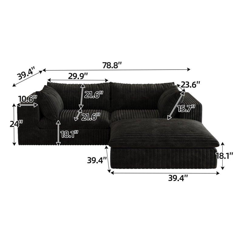 Siyah Sünger Modüler Bohem Koltuk - 201x201 cm - 288271