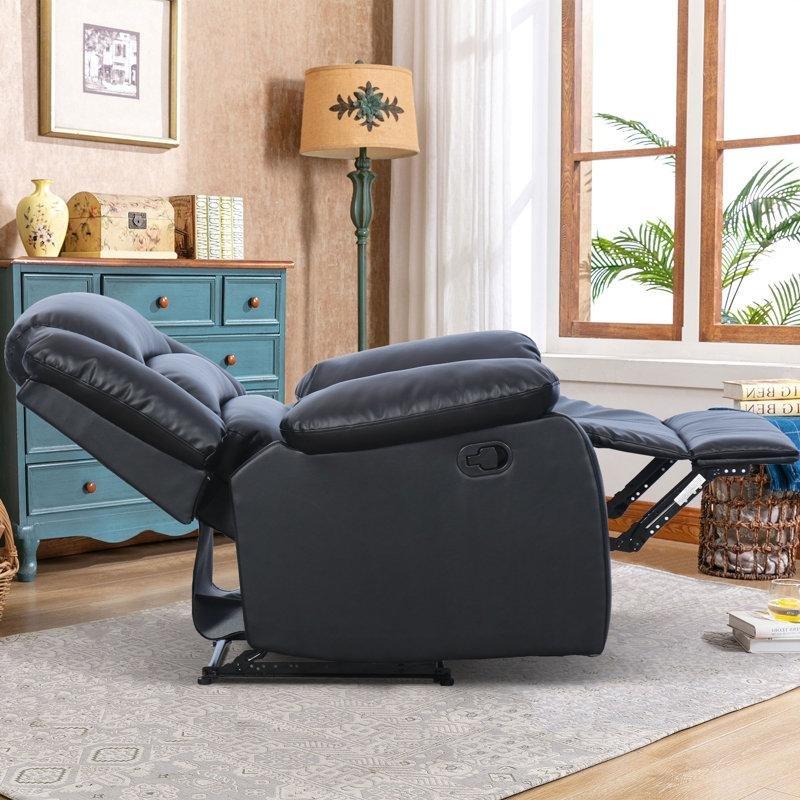 Siyah Suni Deri Manuel Mekanizmalı 2li Set Baba Koltuğu - 97 cm - 323913