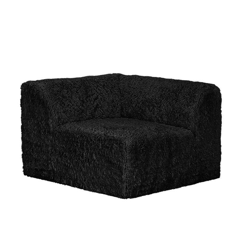 Siyah Suni Kürk Modüler Derin Oturumlu Bohem Koltuk - 272x102x69 cm - 291724