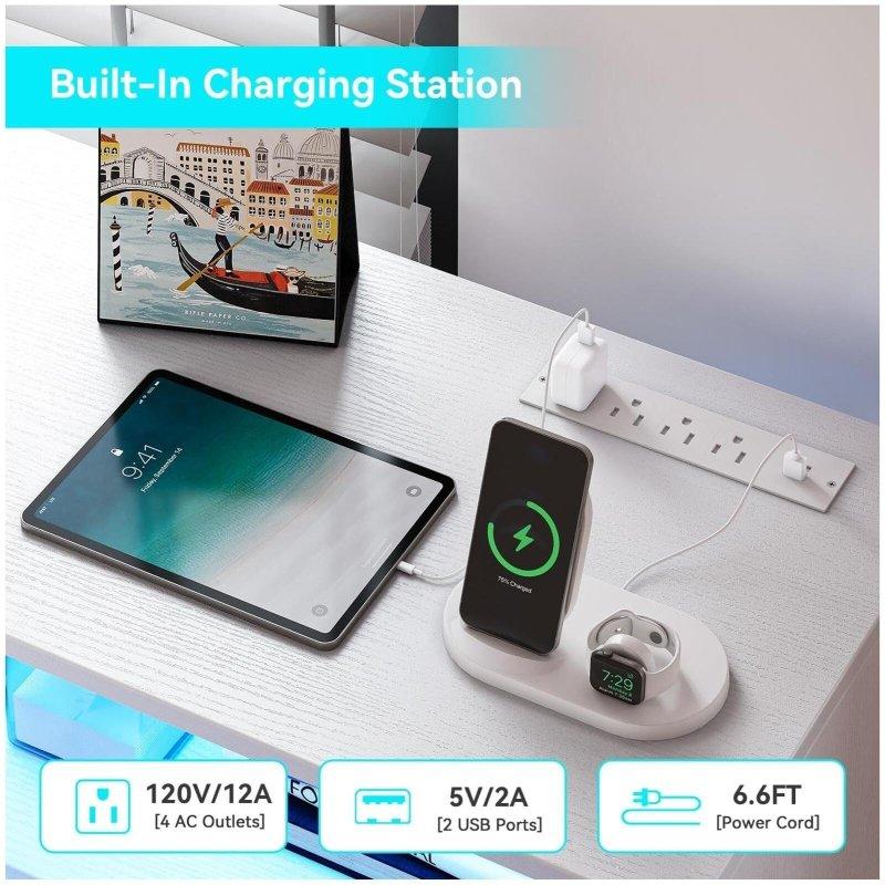 Siyah Suntalam Şarj İstasyonlu ve LED Aydınlatmalı 7 Çekmeceli Şifonyer - 304890