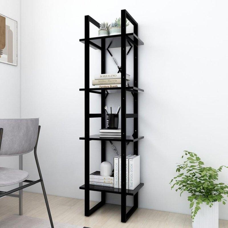 Siyah Suntalam ve Metal 4 Raflı Arkası Açık Kitaplık - 40x30x140 cm - 316062