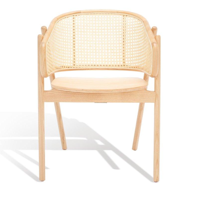 Siyah ve Bej Masif Dişbudak Ağacı Kavisli Sırtlı Rattan Sandalye - 54x61x79 cm - 251457
