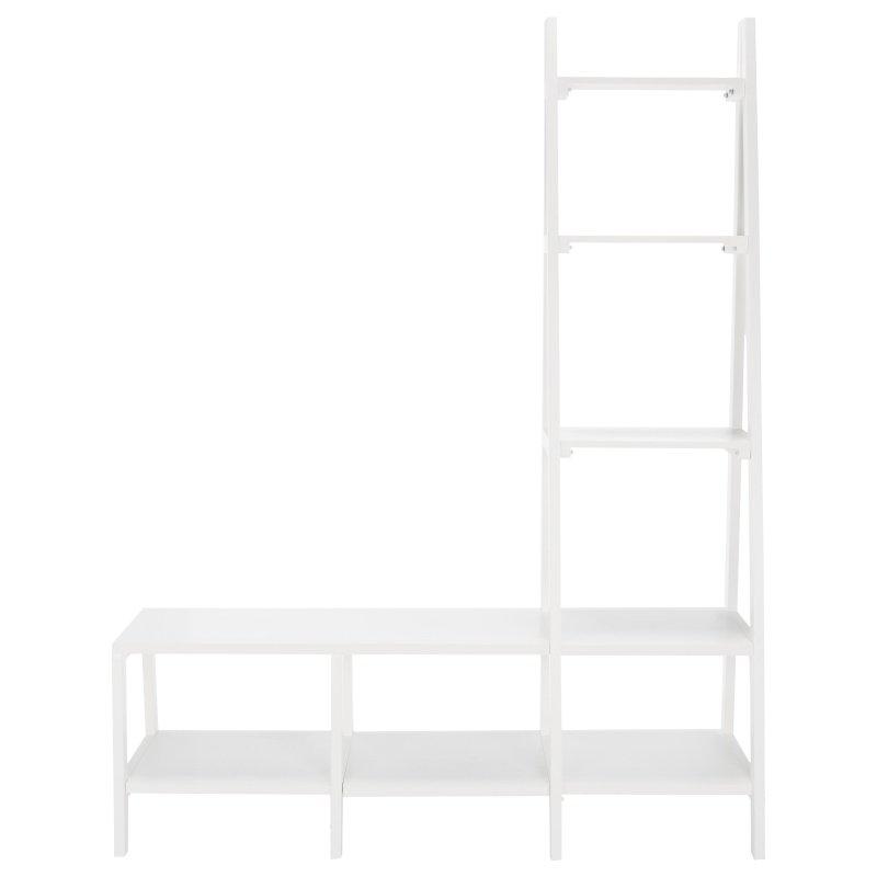 Siyah ve Beyaz Ahşap 7 Raflı Etajer Kitaplık - 319555