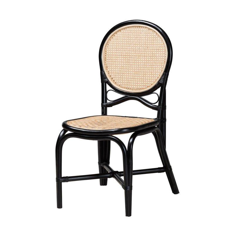 Siyah ve Doğal Kahverengi El Yapımı Doğal Rattan Sandalye - 252570