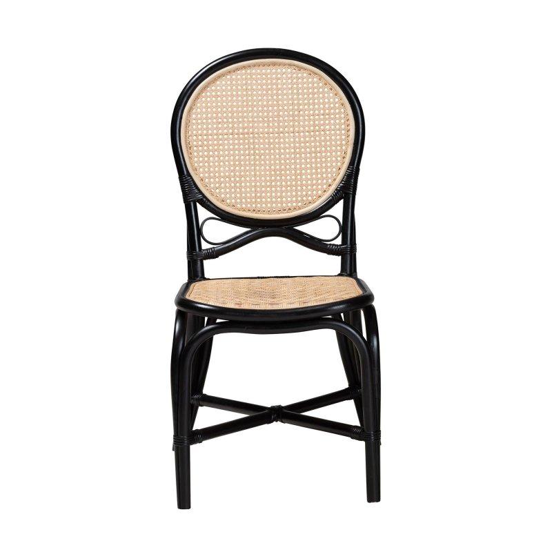 Siyah ve Doğal Kahverengi El Yapımı Doğal Rattan Sandalye - 252570