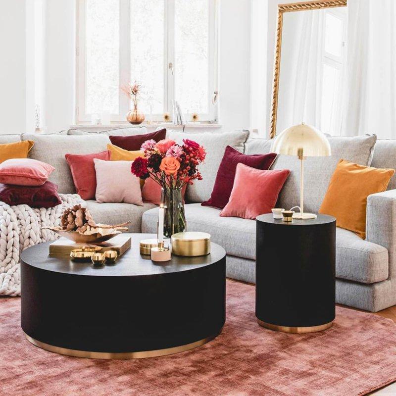 Siyah ve Gold MDF Montaj Gerektirmeyen Yuvarlak Orta Sehpa - 242765
