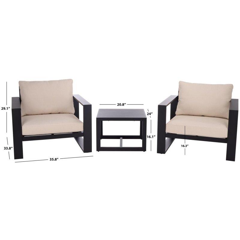 Siyah ve Kahverengi Alüminyum Hava Koşullarına Dayanıklı Bahçe Takımı - 92x87x77 cm - 268307