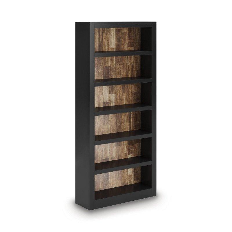 Siyah ve Kahverengi Masif Ahşap ve MDF Ayarlanabilir Raflı Kitaplık - 87x28x191 cm - 312405