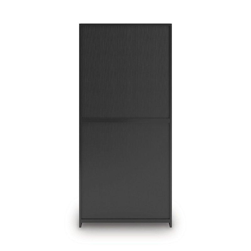 Siyah ve Kahverengi Masif Ahşap ve MDF Ayarlanabilir Raflı Kitaplık - 87x28x191 cm - 312405