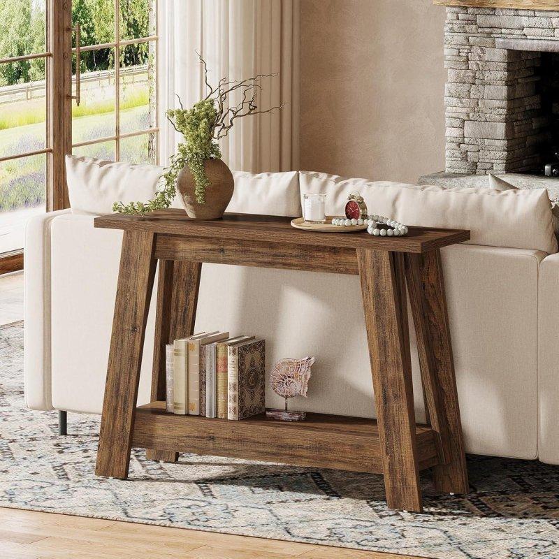 Siyah ve Kahverengi MDF İki Katlı Raflı Rustik Dresuar - 105 cm - 333165