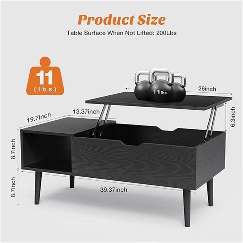 Siyah ve Kahverengi Metal Asansörlü Saklama Alanlı Akıllı Sehpa - 253486