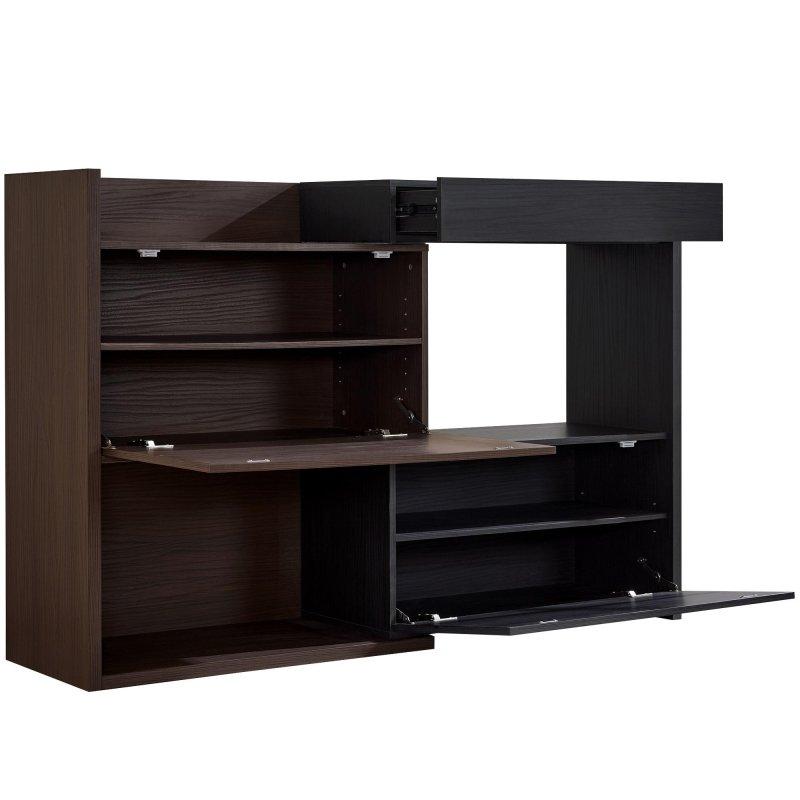 Siyah ve Koyu Ceviz MDF Ayarlanabilir Dönebilen Çekmeceli Şifonyer - 152 cm - 301316
