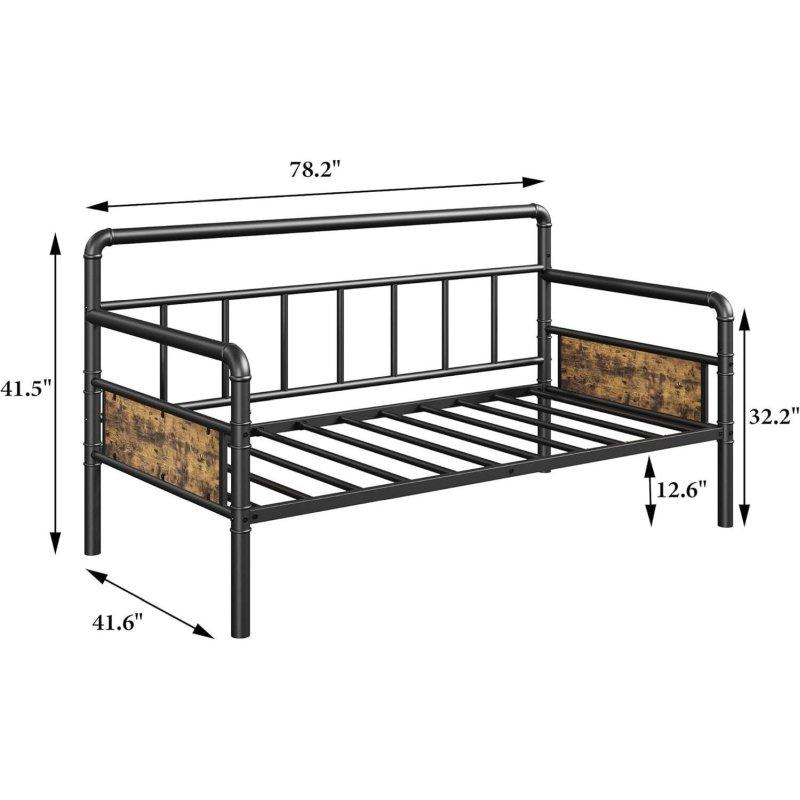 Siyah ve Sarı Metal Yavru Yataklı Modern Daybed Karyola - 330290