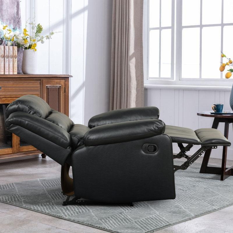 Siyah Vegan Deri Manuel Mekanizmalı 2li Set Baba Koltuğu - 94 cm - 324346