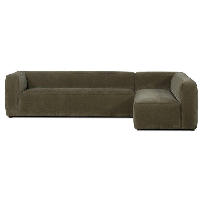 Şönil Kadife Kumaş Masif Ahşap Ayaklı Sağ Köşe Koltuk - 317x221 cm - 257384
