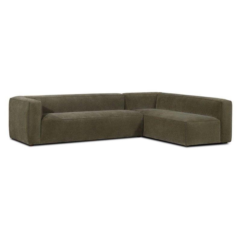 Şönil Kadife Kumaş Masif Ahşap Ayaklı Sağ Köşe Koltuk - 317x221 cm - 257384