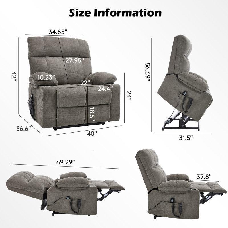 Şönil Kumaş Çift Motorlu Masajlı Isıtmalı Asansörlü Baba Koltuğu - 102 cm - 322837