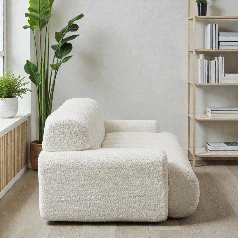 Şönil Kumaş Düğme Detaylı Kare Kollu 3 Kişilik Bohem Koltuk - 222 cm - 278172