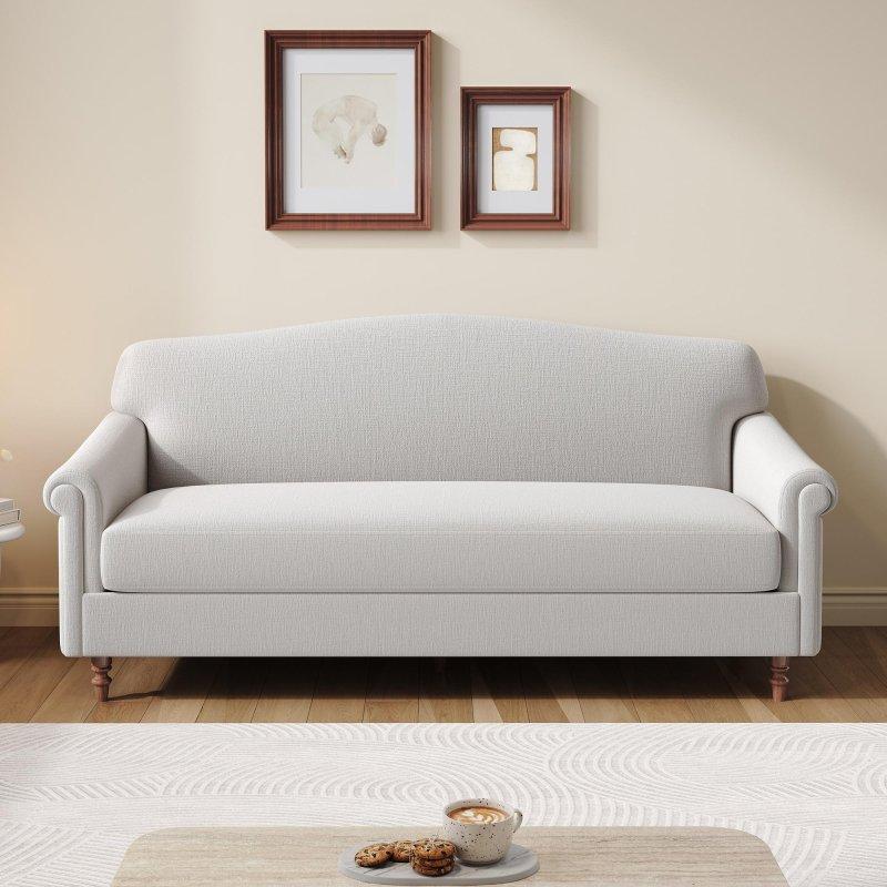 Şönil Kumaş Kauçuk Ağacı Ayaklı Kıvrımlı Kolçaklı Bohem Koltuk - 197 cm - 291587