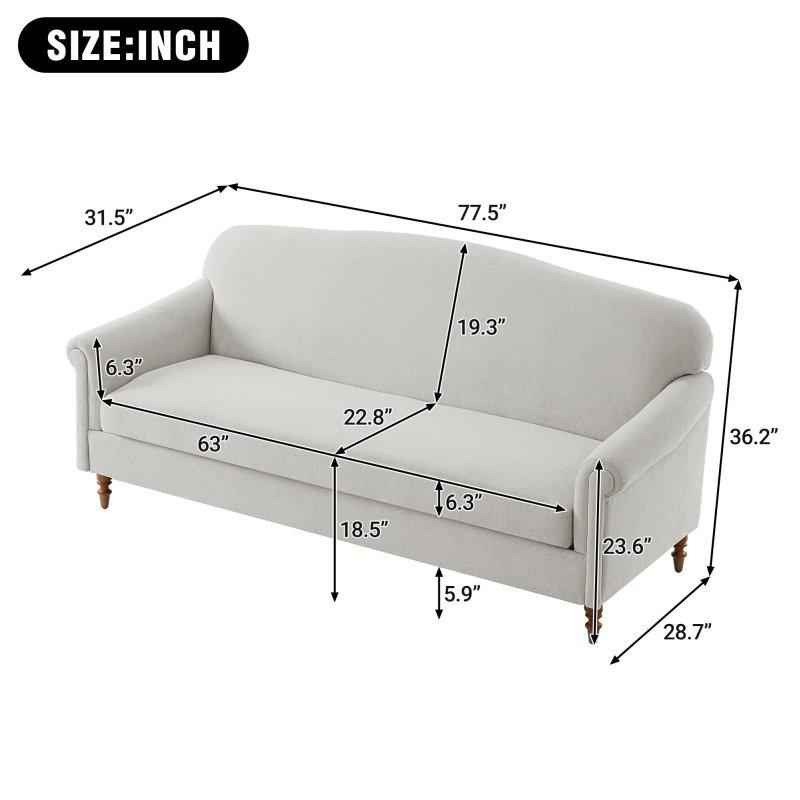 Şönil Kumaş Kauçuk Ağacı Ayaklı Kıvrımlı Kolçaklı Bohem Koltuk - 197 cm - 291587