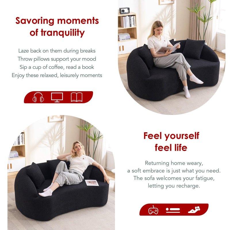 Şönil Kumaş Kavisli 3 Yastıklı İskeletsiz Bohem Koltuk - 172 cm - 281805