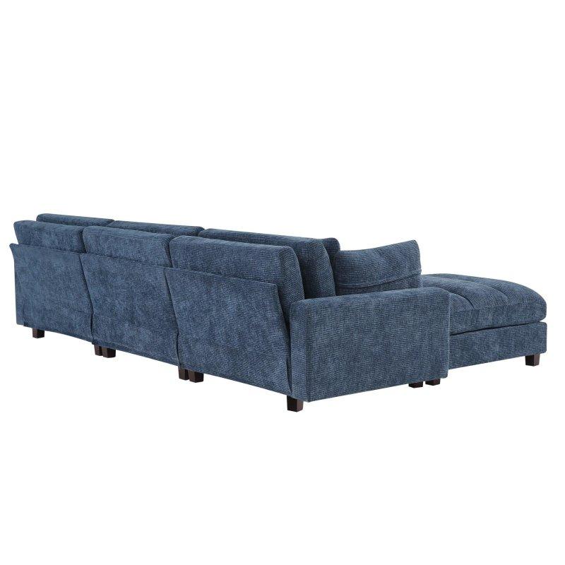 Şönil Kumaş Masif Ahşap Ayaklı Puflu ve Yastıklı Bohem Koltuk - 327 cm - 290851