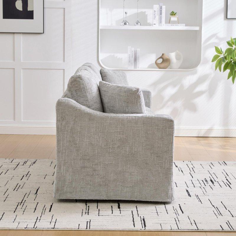 Şönil Kumaş Masif Ahşap Modern 3 Kişilik Geniş Bohem Koltuk - 213 cm - 279374