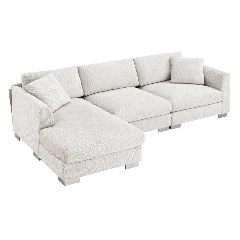Şönil Kumaş Masif Ahşap Uzanma Modüllü Köşe Koltuk - 244x143 cm - 259076