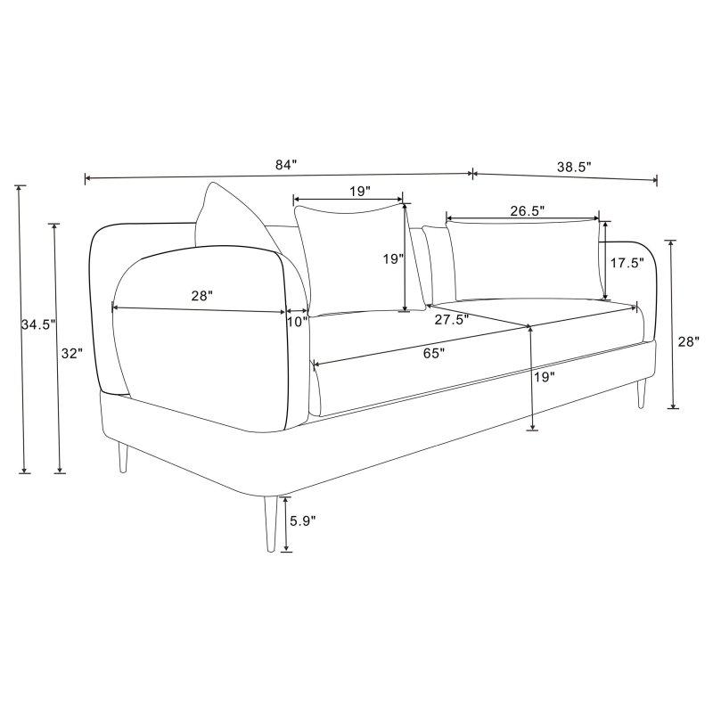 Şönil Kumaş Metal Ayaklı Tek Parça Şelale Minderli Bohem Koltuk - 214 cm - 282778