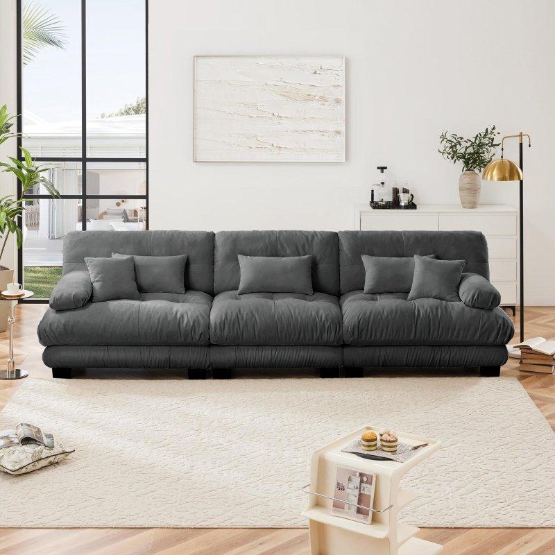 Şönil Kumaş Modüler Derin Oturumlu 3 Kişilik Bohem Koltuk - 340x92x90 cm - 280174