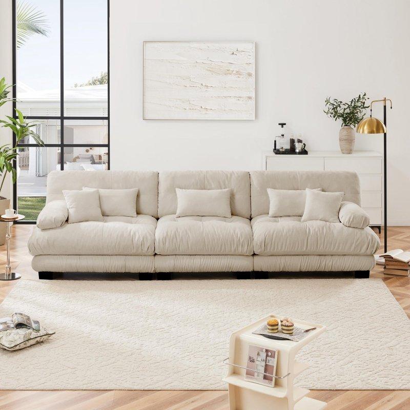 Şönil Kumaş Modüler Derin Oturumlu 3 Kişilik Bohem Koltuk - 340x92x90 cm - 280174