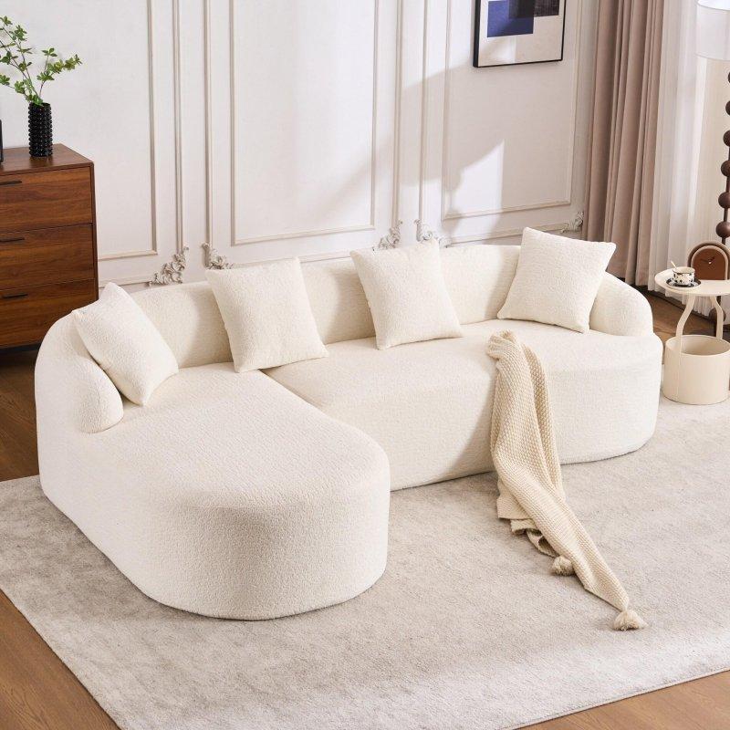Şönil Kumaş Modüler Kavisli Uzanma Modüllü Köşe Koltuk - 250x161 cm - 260444