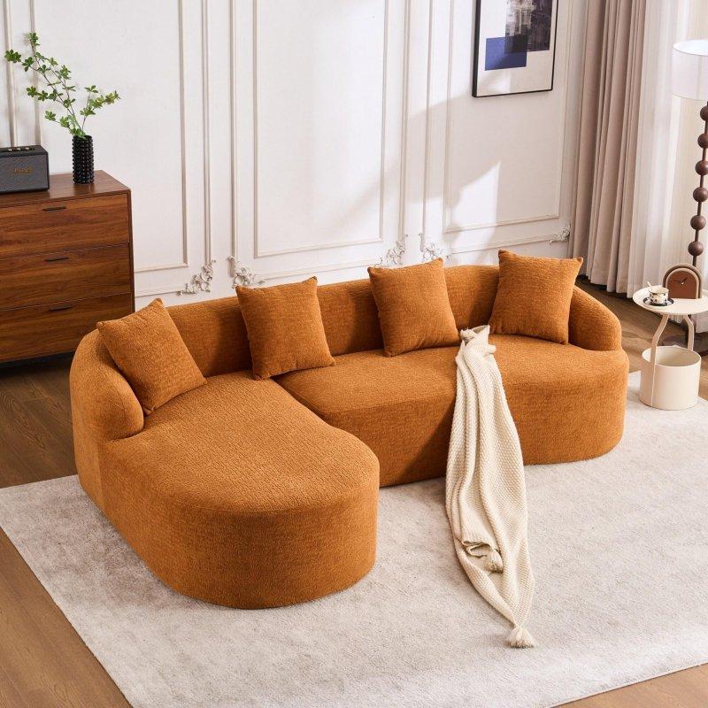 Şönil Kumaş Modüler Kavisli Uzanma Modüllü Köşe Koltuk - 250x161 cm - 260444