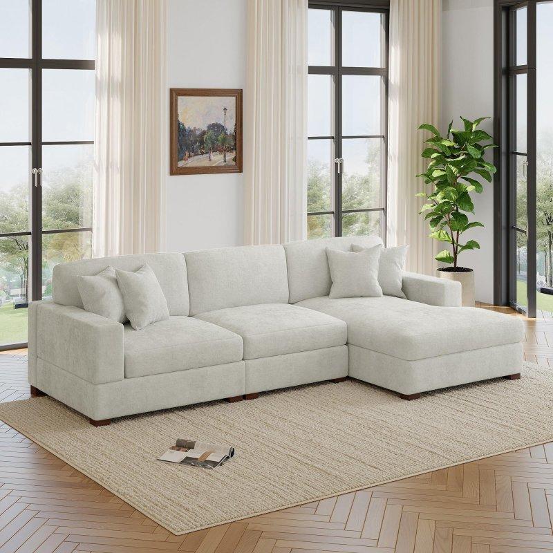 Şönil Kumaş Modüler Şezlonglu Köşe Koltuk - 258874