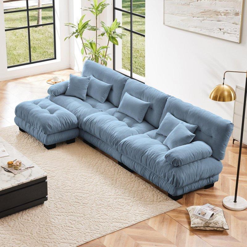 Şönil Kumaş Modüler Yönü Değiştirilebilir Puf Dahil Köşe Koltuk - 340 cm - 255579