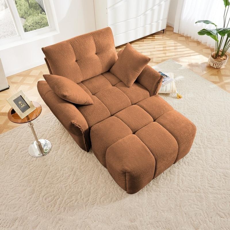 Şönil Kumaş Puflu Yuvarlak Kollu Bohem Koltuk - 120 cm - 283420