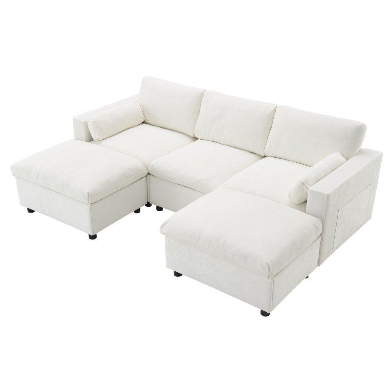 Şönil Kumaş Saklama Cepli U Şekilli Yataklı Köşe Koltuk Takımı - 220 cm - 259991