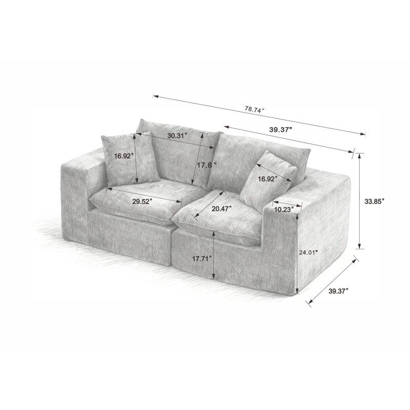 Şönil Kumaş Yastıklı Bulut Tasarım Bohem Koltuk - 200 cm - 292471