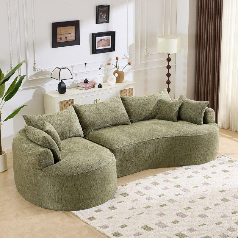 Şönil Kumaş Yuvarlak Kolçaklı Kavisli Bohem Koltuk - 317 cm - 277959