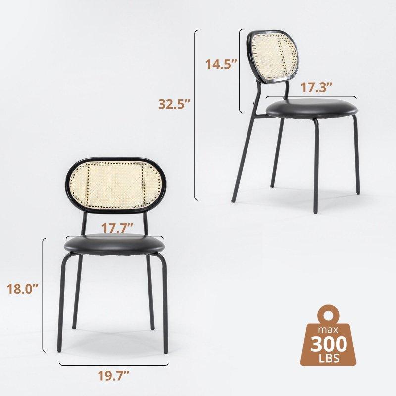 Suni Deri Döşemeli Metal Ayaklı 2li Set Rattan Sandalye - 83 cm - 252207