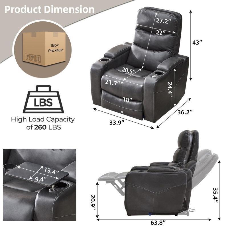 Suni Deri LED Işıklı USB Portlu Tepsili Baba Koltuğu - 322743