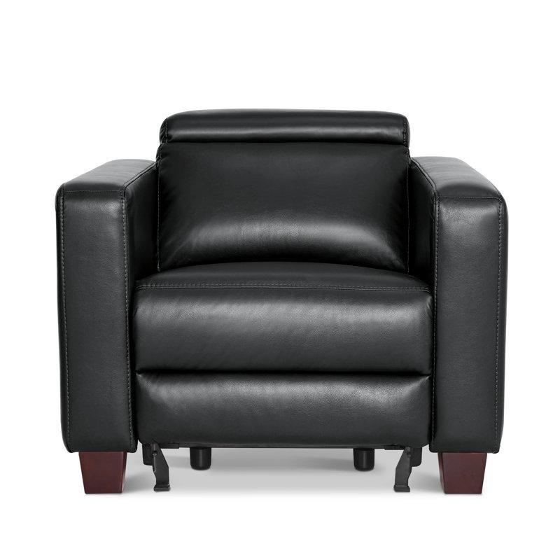 Suni Deri Masif Ahşap Ayaklı Elektrikli Ayarlanabilir Başlıklı USB Portlu Baba Koltuğu - 95x95 cm - 322819