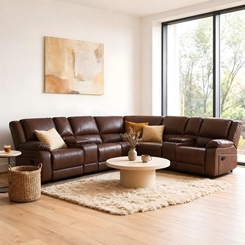 Suni Deri Mekanizmalı Modüler Köşe Koltuk - 277x277 cm - 259649