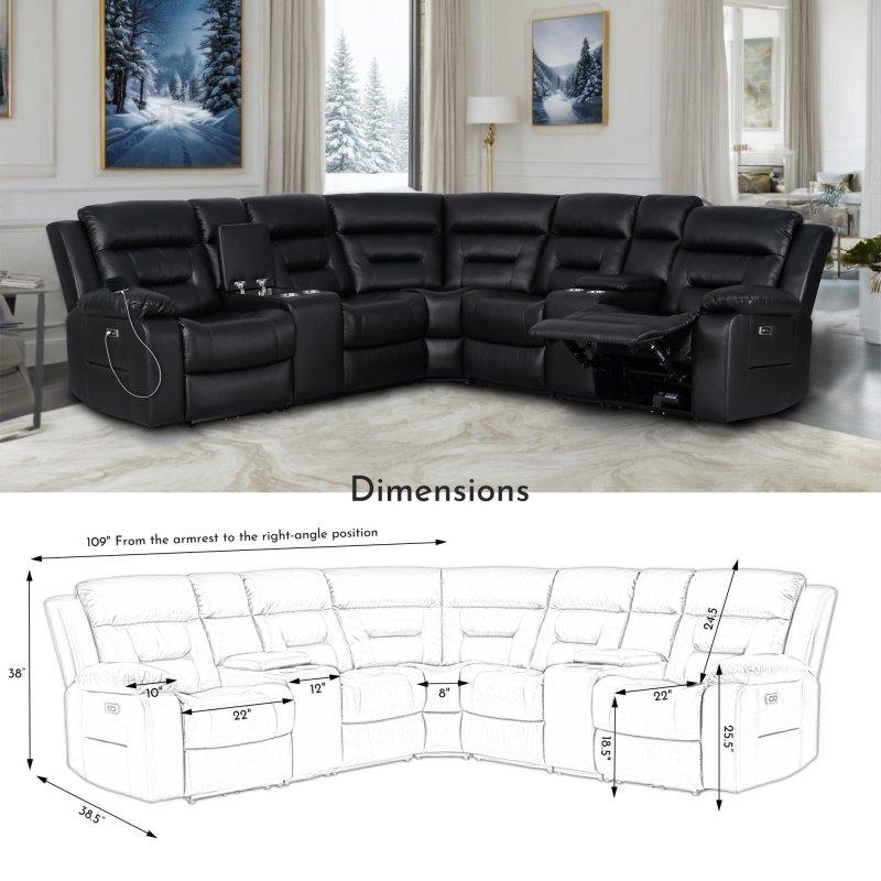 Suni Deri Modüler Elektrikli Mekanizmalı Konsollu Köşe Koltuk - 277x277 cm - 259536