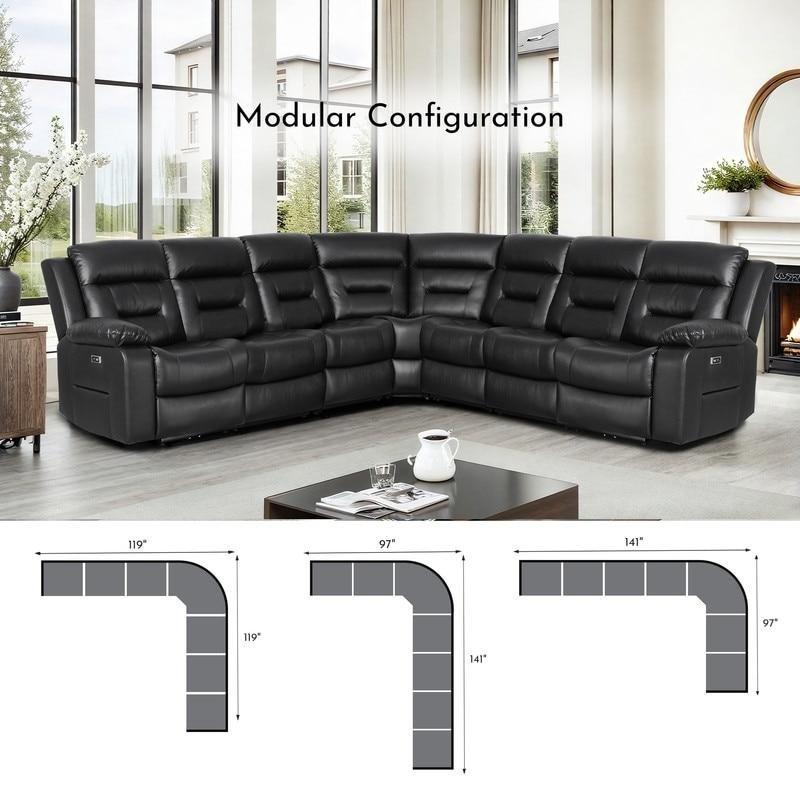 Suni Deri Modüler Elektrikli Mekanizmalı USB Portlu Köşe Koltuk - 303x303 cm - 256867
