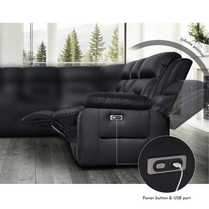 Suni Deri Modüler Elektrikli Mekanizmalı USB Portlu Köşe Koltuk - 303x303 cm - 256867